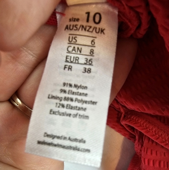 Nwt Sea Level Red Messina One Shoulder Wide Strap One-Piece Swimsuit In Size 6 - Picture 5 of 9